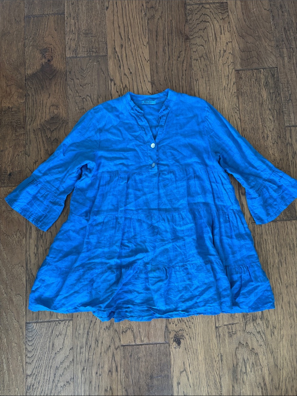 Italitan 100% Linen Tiered Babydoll Tunic -- Royal Blue